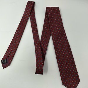 Vintage Bigsby & Kruthers Red Geometric Circle 100% Silk Tie Necktie England H5